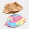 Bérets hiver chaud seau chapeau Teddy velours épais tie-dye pêcheur décontracté extérieur réglable pêche Panama pour femmes hommes