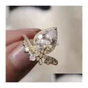 Anneaux de bande Fashion Jewelry Boutique Big Drop Crystal Ring Lady Delivery Dhriy