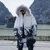 Mäns ner Hip Hop Jackets Parkas Snow Mountain Print Men Winter Windbreaker Streetwear Harajuku Padded Jacket Coat Warme Outwear WZ101