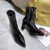 Laarzen 2023 Winter Luxe vrouwen Patent Leather Enkle Western Pointed Teen Designer Party Fashion Shoes Ytmtloy Botines de Mujer