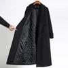 Damskie Krzyki Czarne płaszcz dla kobiet o średnim stopniu podwójnym kaszmirowym jesieni i zimowej wełnie wełny 230111