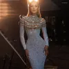 Casual Dresses Fashion Elegant Long Sleeve High Waist Corset Evening Dress Women Sexy O Neck Slim Fit Sequins Bodycon Cocktail Party