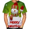 Erkek Tişörtler Unisex Snowman T-Shirt Moda Noel 3D Baskı ve Kadınlar Günlük Kısa Kollu Crewneck 230111