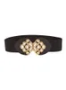 Belts Flower Shaped Button Head Inlaid With Pearl Decoration Women's Fashion Waist Seal Elastic Belt Versatile Casual SCB0318