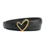 Belts Unique Hollow Love Heart Gold Buckle Belt For Women Thin Leather Female Jeans Dress Waistband Fashion Accessories