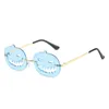 サングラス2023ハロウィーンリムレスカボチャ女性男性楕円形の合金フレームサングラスホローパンク眼鏡Oculos 16スタイル