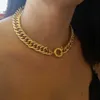 Rostfritt stålkedjor bulk smycken punk choker halsband 18k kubansk chunky länk krage