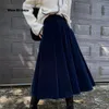 Skirts Arrival Women Autumn Winter Black Blue Coffee A Line Retro Vintage Long Midi Velvet SS0032 230110