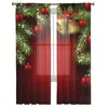 カーテンクリスマスファーブランチとベルリビングルームのためのチュール窓