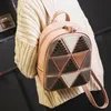 Outdoor Bags Fashion Geometric Rivet Backpack Female PU Leather Waterproof Teen Girl Phone Glasses Organizer School Bag Accessories