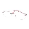 Sunglasses Frames Flexible Rimless Titanium Prescription Eyeglasses Frame For Women Oversized Ultralight Female Pilot Glasses Spectacles