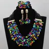 Halskette Ohrringe Set Multicolor Shell Charming Boho Schmuck Einreihe Kristallkugeln Nigerian Party Perlen ABL380