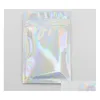 Sacs de stockage Prix de gros Pet Holographic Storge Plat Laser Mylar Feuille Pochette Réutilisable Cosmétique Sac 100 PCS1 Drop Livraison DHA6L