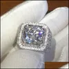 Solitaire Ring European And American Fashion Rings New Aggressive Mens Diamond Fl Micro Set 756 Q2 Drop Delivery Jewelry Dhbsz