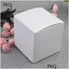 Gift Wrap 50Pcs 5X5X5/6X6X6/7X7X7/8X8X8/9X9X9/10X10X10Cm White/Black/Kraft Paper Square Box Diy Handmade Soap Cardboard Drop Deliver Dhodm