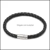 Charm Bracelets Men Women Jewelry Braided Leather For Female Male Bangle Stainless Steel Magnet Clasp Trendy Wristband 20220302 T2 D Dh3Jv