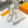 Luxury Designer Iconic Territory Flat Ranger Boots Calf Leather And Wool Platform Lace Up Casual Style Block Heels Treaded Rubber Outsole Sneakers Size 35-41