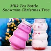 Förvaringsflaskor 10 st/parti snögubbe julgran mjölk te cup bordsdekoration för heminredning plast dryck flasksaft