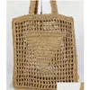 Annan heminredning Fashion Letter P Mesh Hollow Woven Butikp￥sar f￶r Summer St Tote Bag Shoder Beach 6Color Drop Delivery Garden Dhzcz