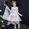 Girl Dresses Romantic Flower Wedding Bridesmaid Formal Lace Sleeveless O-neck Beading First Communion For Girls