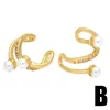 Boucles d'oreilles FLOLA Mode Perle Oreille Manchette Empilable Forme C CZ Strass Petit Clip D'oreille Pour Femmes Plaqué Or Bijoux Ersa222