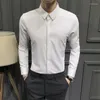 Mäns casual skjortor affär sommaren män varumärke mode 2023 långärmad topps manliga smala passform fasta färg formella slitblusar w229