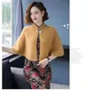 Women's Knits Tees Autumnwinter Pure Color Fashion Wool Blends Ponchos Shoulder Clasp Short Cape Coat Cloak Gothic Shawl Cardigan 230111