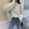 Frauen Pullover Vintage Frauen Hälfte Rollkragen Lose Aushöhlen Pullover Frau Kleidung 2023 Gestrickte Sueter Mujer Jumper