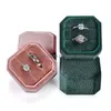 Jewelry Boxes Veet Box Portable Octagon Shape Double Ring Storage Wedding Earrings Display Case For Girls Women Gift Packagin Dhgarden Dh1Ti