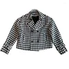 Heren Jackets Men Houndstooth Double-breasted Wollen Plaid Jacket Koreaans Streetwear Net Celebrity Fashion Show Vintage Coat Man