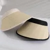 ワイドブリム帽子夏の女性の手作りストローサンアンチウヴの女性ビーチバイザーキャップ調整可能な空のトップハットアウトドアスポーツ野球キャップ