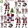 Dekoracje świąteczne 9pcs Veet Deluxe Santa Claus ojciec cosplay garnitur kostium adt fantazyjne sukienki fl zestawy