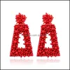 Stud Double Sided Hand Woven Rice Bead Bohemian Style Creative Exaggerated Earrings 1627 Q2 Drop Delivery Jewelry Dhkya