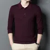 Maglioni da uomo 2023 Polo da uomo a maniche lunghe in maglia di alta qualità Primavera e autunno Tinta unita Colletto rovesciato Business Casual Man