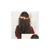 Party Decoration Colorf Christmas Glowing Wreath Halloween Crown Flower Headband Women Girls Led Light Up Hair Hairband Garlands Dro Dhiuq