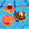 Andra pooler spashg uppblåsbar dryckskopphållare Colorf Mat Donut Flamingo Watermelon Lemon Shaped PVC Swimming Pool Floating Toys D DHV7T