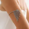 Bangle Ingemark Punk Rhinestone Tassel Chain Upper Bracelet Arm Link Boho Charm Open Cuff Bangles Adjustable Hand Jewelry Accessories