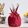 9 Colors Velvet Easter Bunny Bag Hot Selling Monogram Easter Gift Bag Blank Sublimation Bag for Kids Easter 0106 FY2673