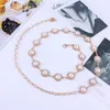 Belts TINGRUI Fashion Flower Rhinestone Women Golden Metal Waist Chain Pearl For Dresses Female Ladies Luxury Ceinture Femme