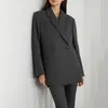 Women's Suits Tote Loreo 21 Grey Double-breasted Tartan Wool Casual Blazer