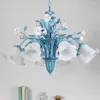 Chandeliers Blue Korean Pastoral Chandelier Lighting Dining Room Bedroom Ceiling Children's Characteristic Lamp