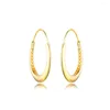 Stud Earrings Genuine 925 Sterling Silver Chunky Hoop For Women Gold Color Jewelry Gift Brincos