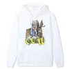 Design Fashion Luxury Mens Hoodie Cartoon Rabbit Letter Print Long Sleeve Sweater Casual Pullover Round Neck Top White