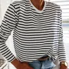 Women's Blouses Shirts Women Black And White Stripes O Neck Casual Tops Long Sleeve Loose Pullover T-shirt Srping Fashion Korea Shirt 230111