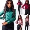 Women's Blouses Women Commuter Shirt Button Casual Tops Long Sleeve Blouse Turn-down Collar Fashion Design