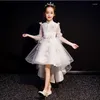 Girl Dresses Romantic Flower Wedding Bridesmaid Formal Lace Sleeveless O-neck Beading First Communion For Girls