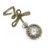 Pocket Watches Retro Design Hollow Gear FOB Watch Vintage Bronze Necklace Chain Pendant FS99