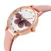 Orologi da polso Orologi eleganti da donna in pelle di lusso Orologio da polso Moda Farfalla Bracciale da donna Orologio rotondo femminile Orologio al quarzo 3D Priting