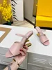 2023 Fashion First Leather Sandals Pretty Mules Gold Women's Slippers Heel Toe Metal Sandal size 35-42