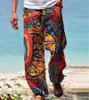 남자 바지 남성 헐렁한 캐주얼 프린트 넓은 다리 바지 여름 여름 허가 해변 하와이 크기 5xL 느슨한 남자 바지